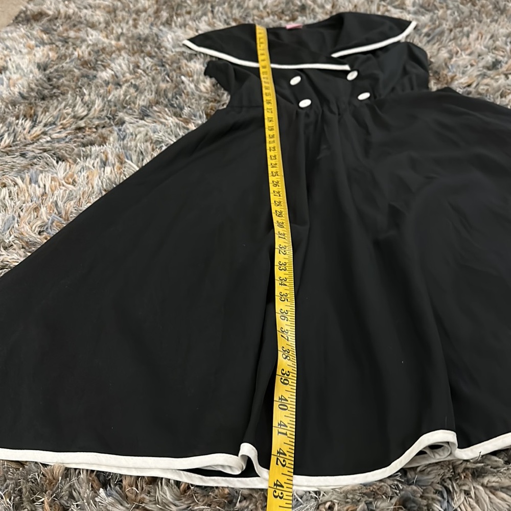 Vintage Nautical Sailor Dress Black & White Retro Fit & Flare Pin Up Style Small - Picture 11 of 11